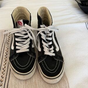 Vans Black & Cream High Top Skate Shoes